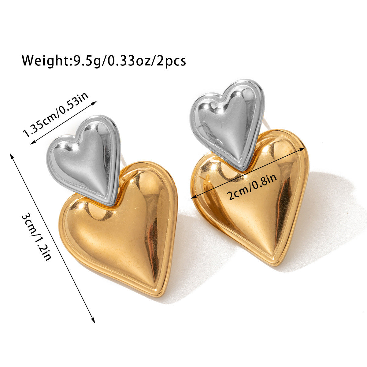 Peach heart earrings female hundred color collision love earrings asonjewelry